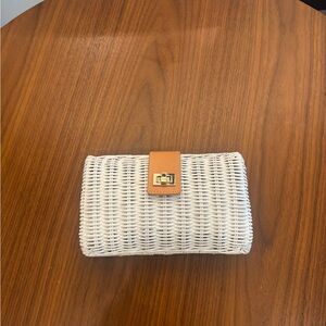 Revolve White Wicker/Gold Clutch